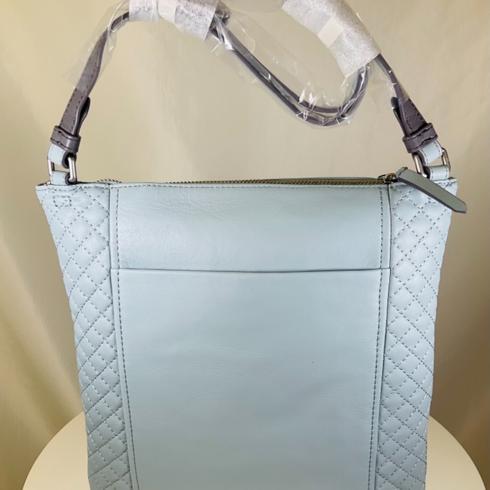 Vera Bradley Soft Leather Hipster Crossbody Purse Light Blue - Picture 3 of 6